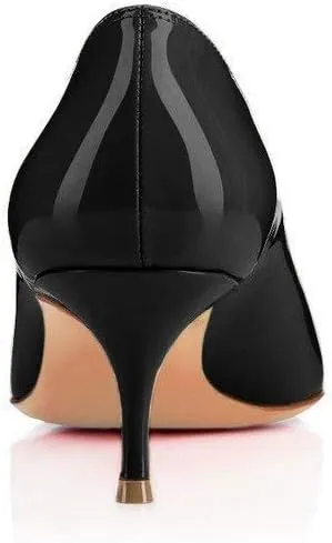FSJ Women Classic Kitten Heels Pointy Closed Toe Pumps Slip On Office Ladies Party Date Business Dress Shoe Size 4-15 US