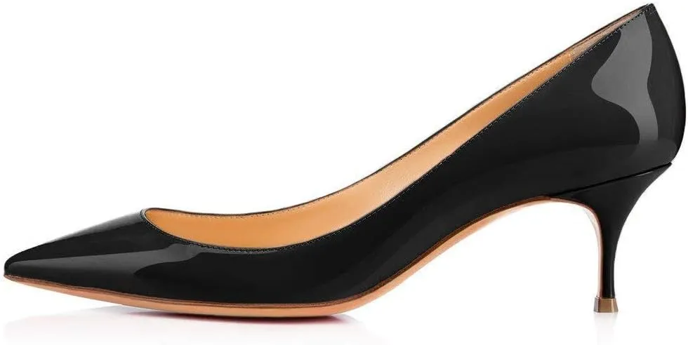 FSJ Women Classic Kitten Heels Pointy Closed Toe Pumps Slip On Office Ladies Party Date Business Dress Shoe Size 4-15 US