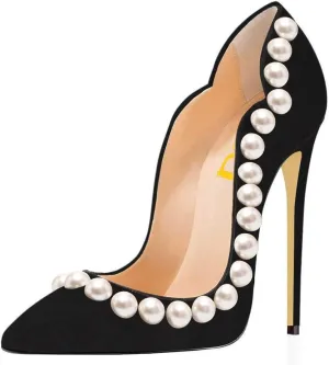 FSJ Women Classic Pointed Toe High Heels Sexy Stiletto Pumps Office Lady Casual Dress Party Prom Shoes Size 4-15 US
