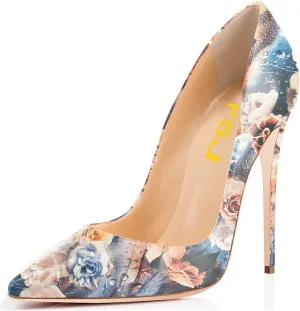 FSJ Women Fashion High Heel Pump Stilettos Pointy Toe Evening Party Dress Print Shoes Size 4-15 US