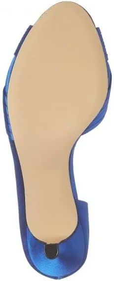 FSJ Women Low Kitten Heels Peep Toe Slip on Pumps D'Orsay Pleated Satin Sandals Evening Party Dress Comfy Office Shoes Size 4-15 US