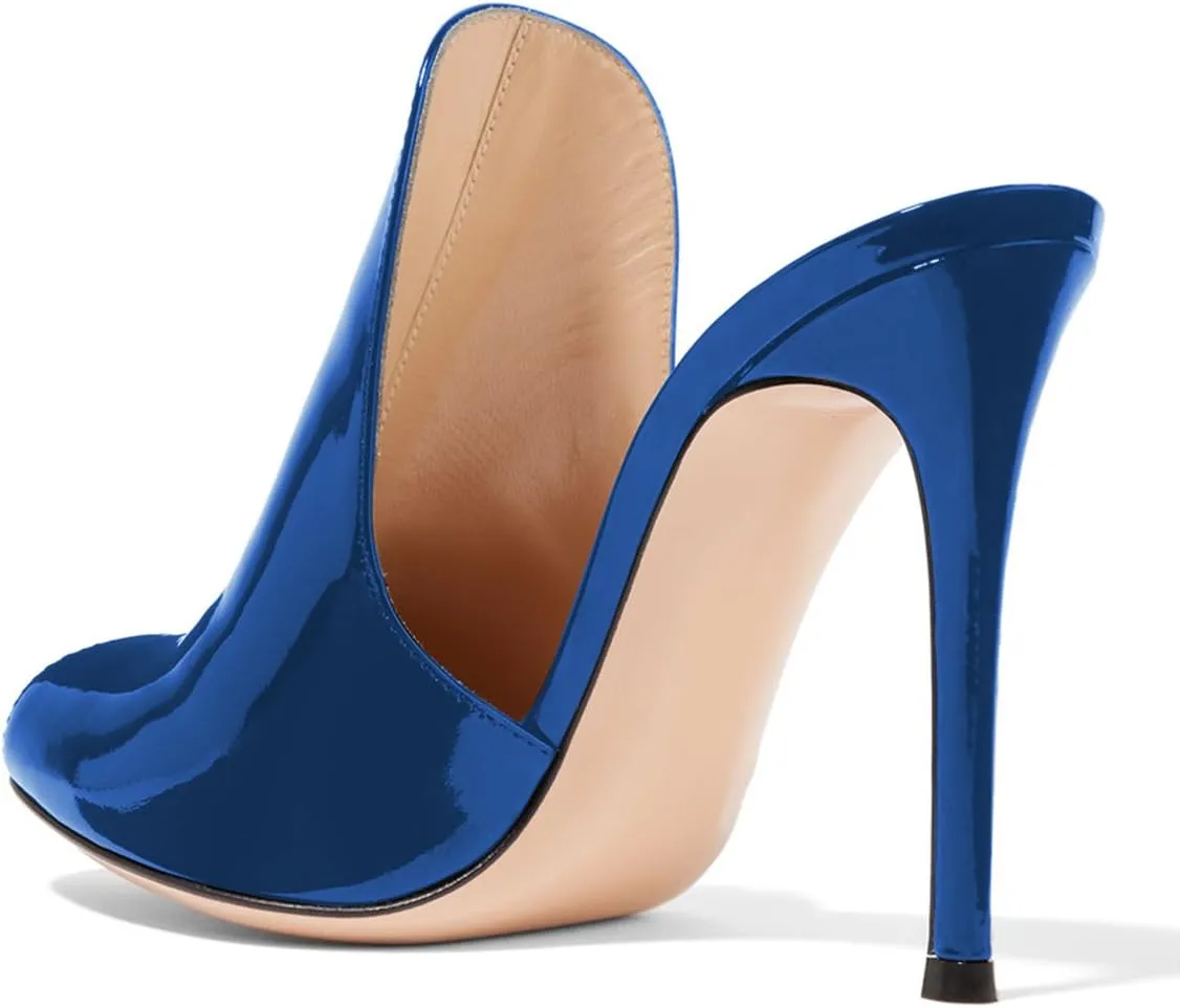 FSJ Women Pointed Toe Slide Mule Sandal Slippers Stiletto High Heels Loafers Slip on Backless Shoes 4-15 M US