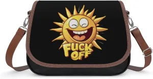 Fuck Off Sunshine Crossbody Bags for Women Leather Tote Bag Handbag Purse for Work Travel