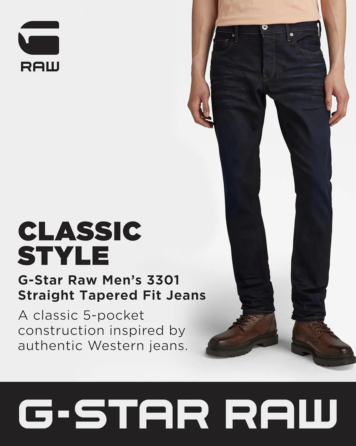 G-STAR Men's 3301 Straight Tapered Fit Jeans