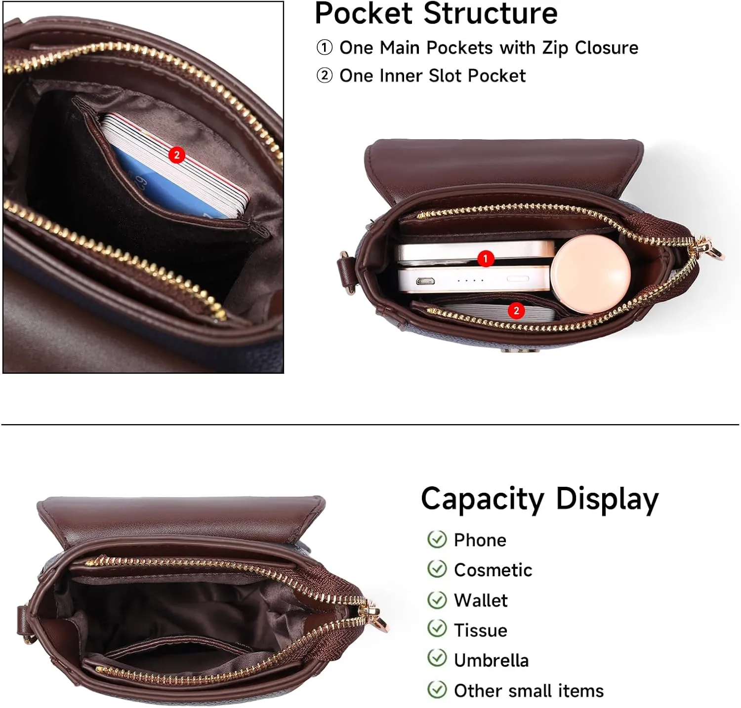 GAEKEAO Small Crossbody Bags for Women Leather Cell Phone Purse Bag Wallet with RFID Blocking Credit Card Slots
