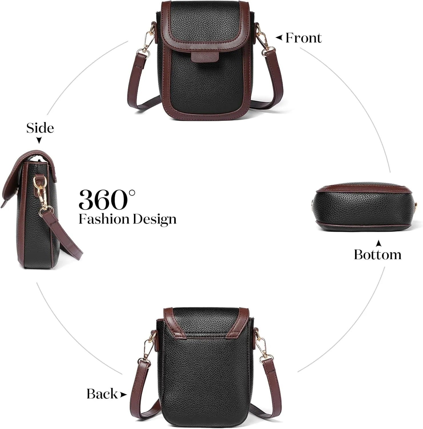 GAEKEAO Small Crossbody Bags for Women Leather Cell Phone Purse Bag Wallet with RFID Blocking Credit Card Slots
