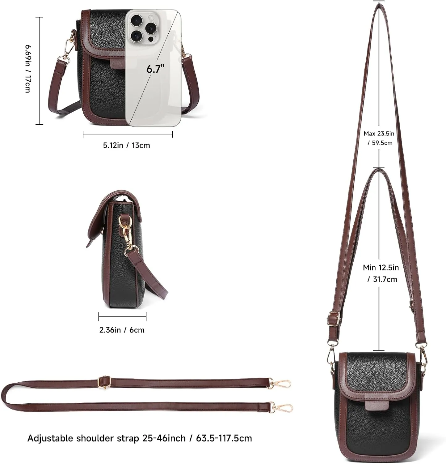 GAEKEAO Small Crossbody Bags for Women Leather Cell Phone Purse Bag Wallet with RFID Blocking Credit Card Slots