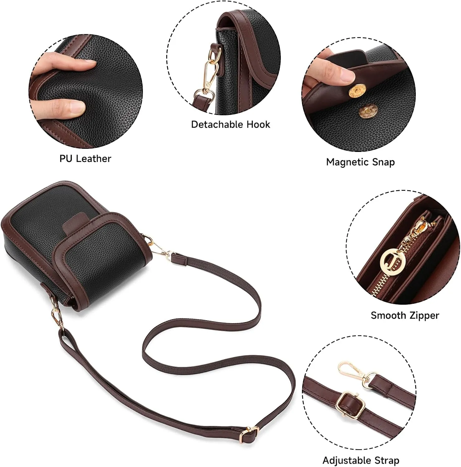 GAEKEAO Small Crossbody Bags for Women Leather Cell Phone Purse Bag Wallet with RFID Blocking Credit Card Slots
