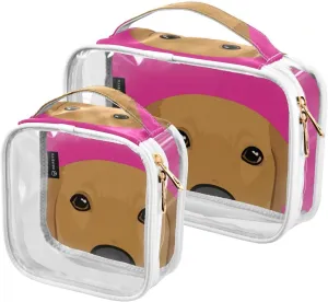 GAIGEO Probe Labrador 2 Piece Makeup Bag Set, Clear Liquids Bag for Air Travel, Toiletries Bag for Women, 2 Pack