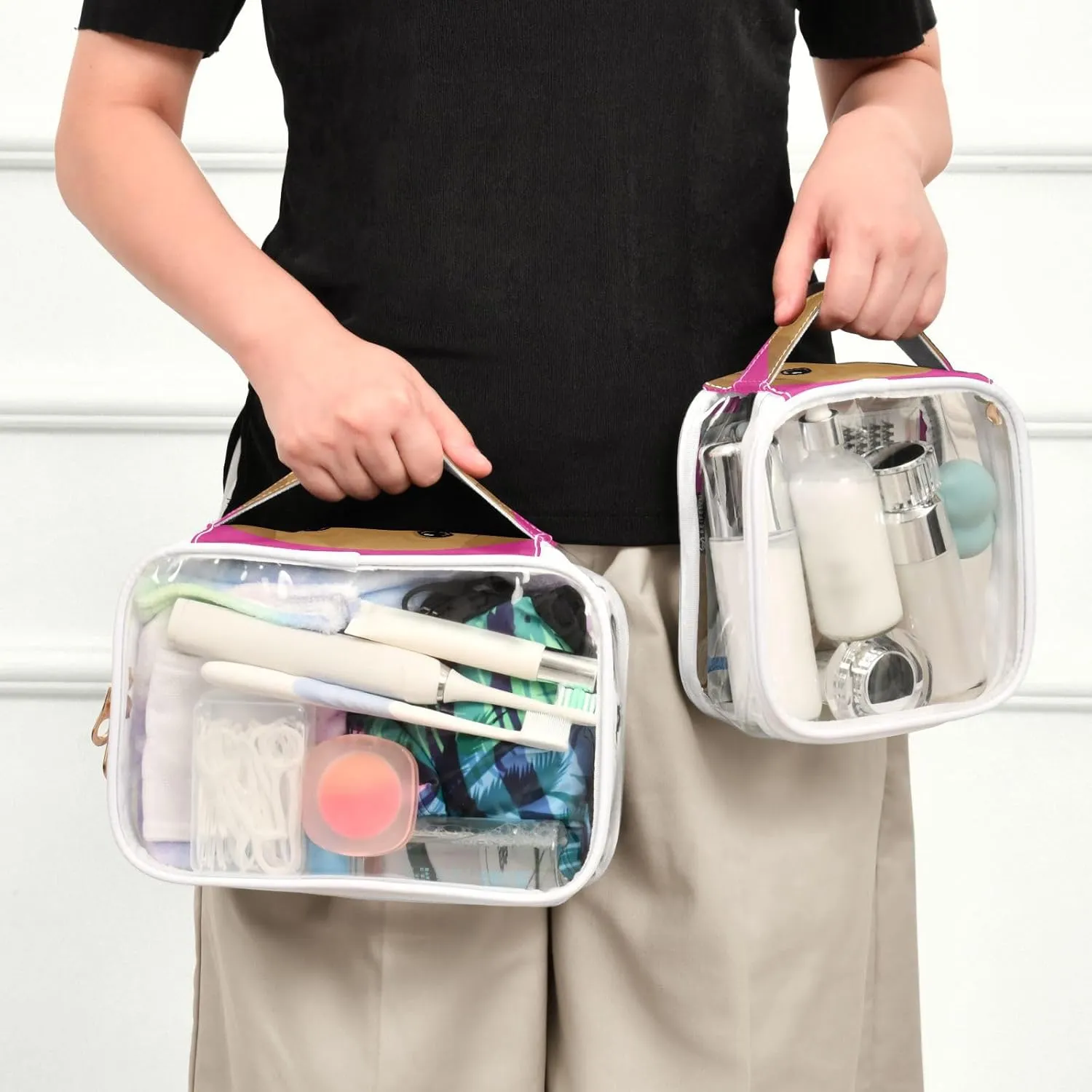 GAIGEO Probe Labrador 2 Piece Makeup Bag Set, Clear Liquids Bag for Air Travel, Toiletries Bag for Women, 2 Pack