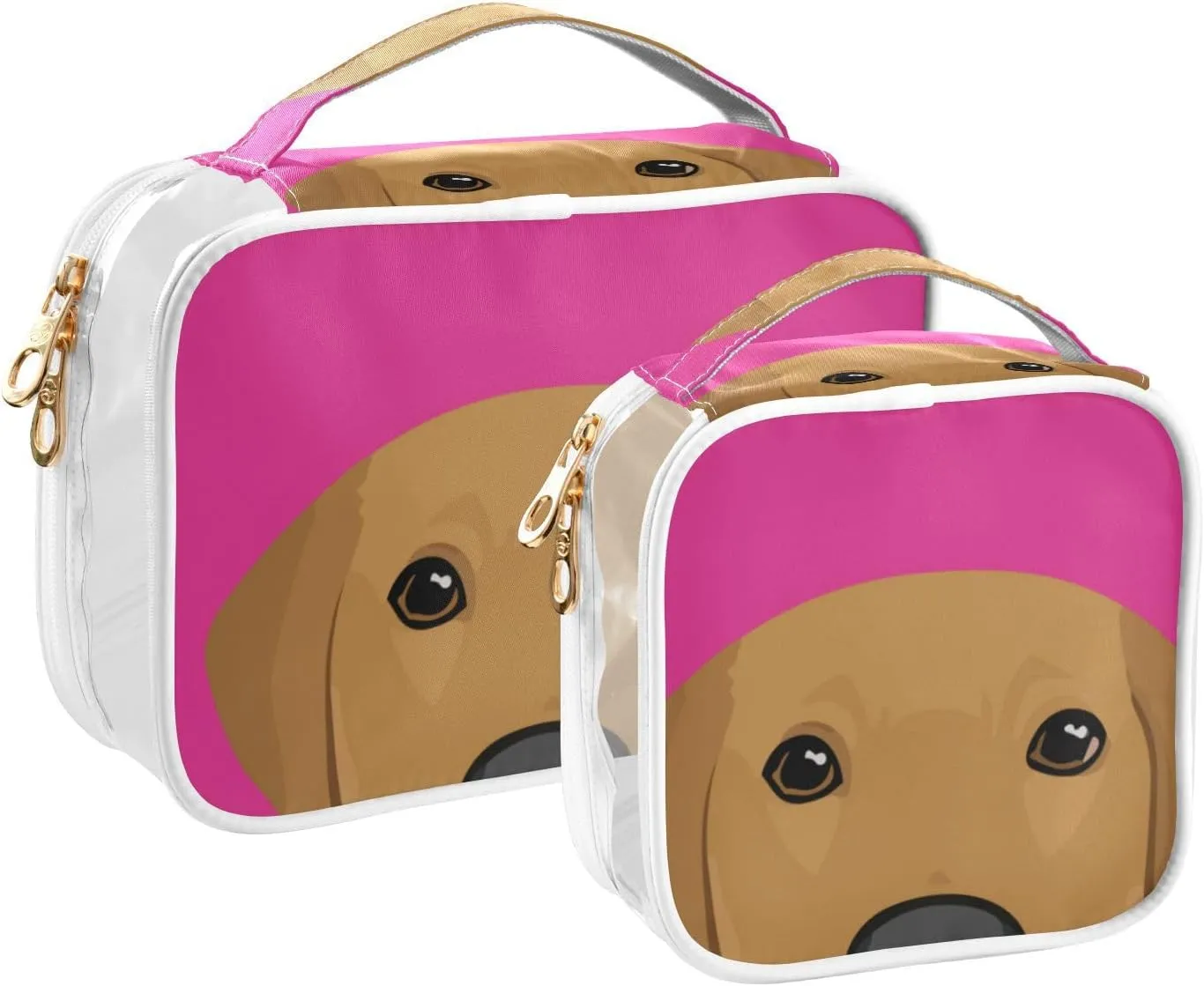 GAIGEO Probe Labrador 2 Piece Makeup Bag Set, Clear Liquids Bag for Air Travel, Toiletries Bag for Women, 2 Pack