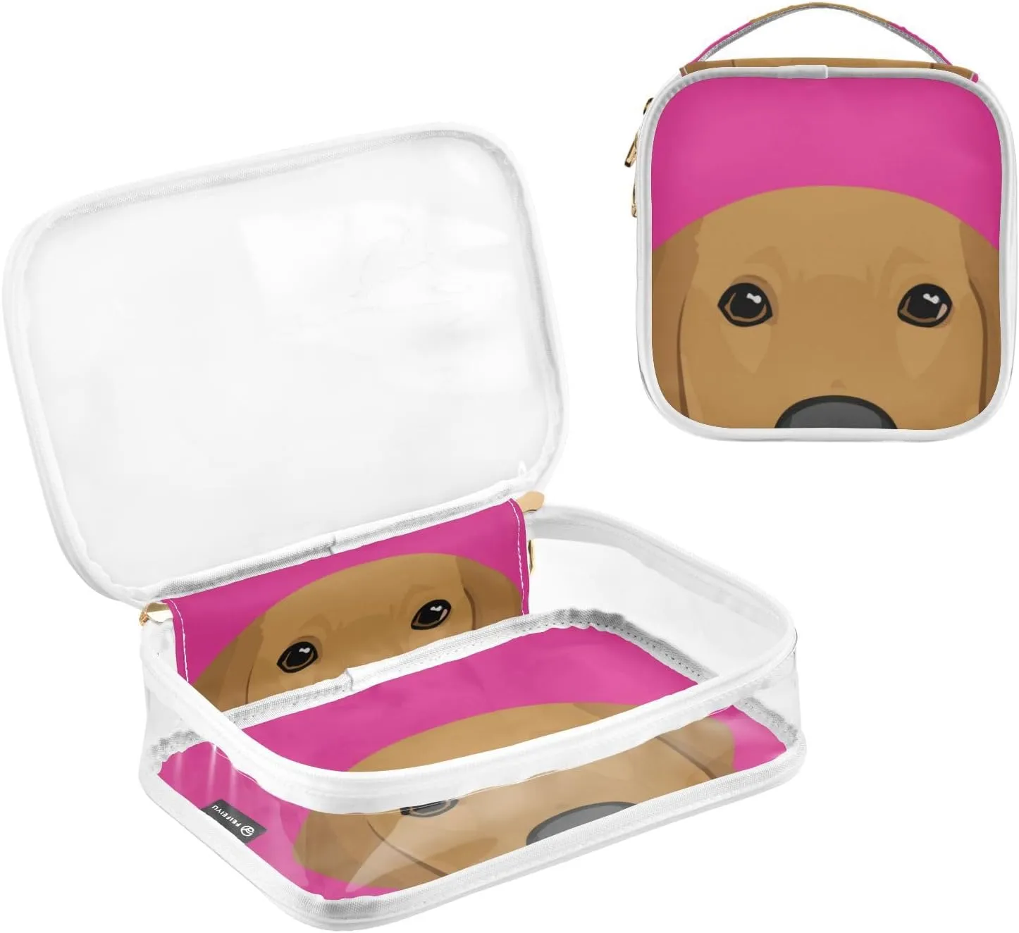 GAIGEO Probe Labrador 2 Piece Makeup Bag Set, Clear Liquids Bag for Air Travel, Toiletries Bag for Women, 2 Pack