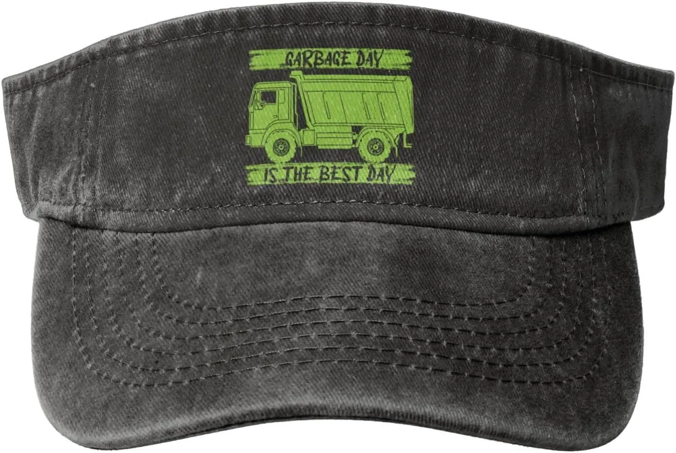 Garbage Day is The Best Day Visor Sun Protection Mesh Sun Hat Golf Outdoor Sports for Women Men Black