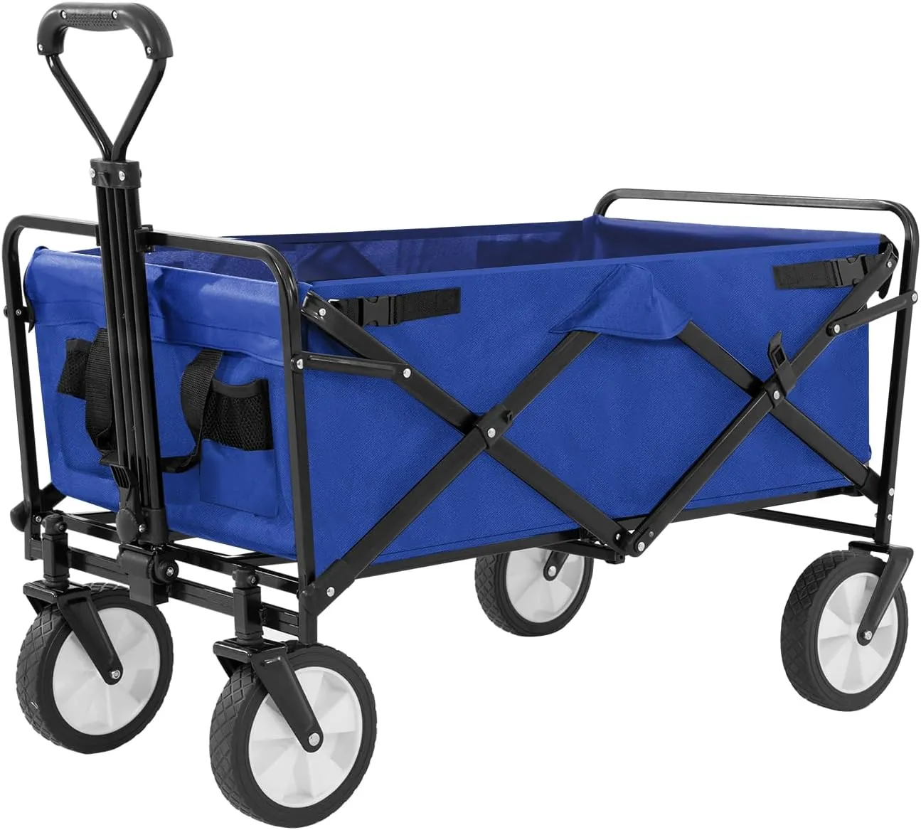 Garden Cart Folding Wagon Garden Cart Collapsible Wagon with Adjustable Handle &360°Universal Wheels for Garden Camping Shopping Beach (Blue)