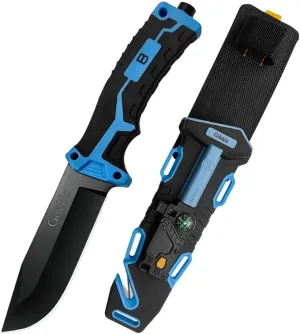 Gdekls.1pc Wilderness survival knife, survival knife, 5cr13 stainless steel blade, comfortable handle grip, equipped with night light, whistle, magnesium rod, compass, essential tool for wild camping