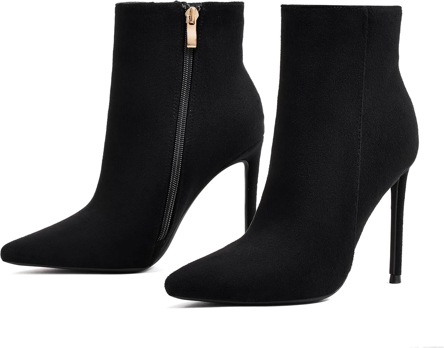 GENSHUO Ankle Boots For Women Pointed Toe 4 Inch High Heel Zipper Stiletto Heels Fall Booties