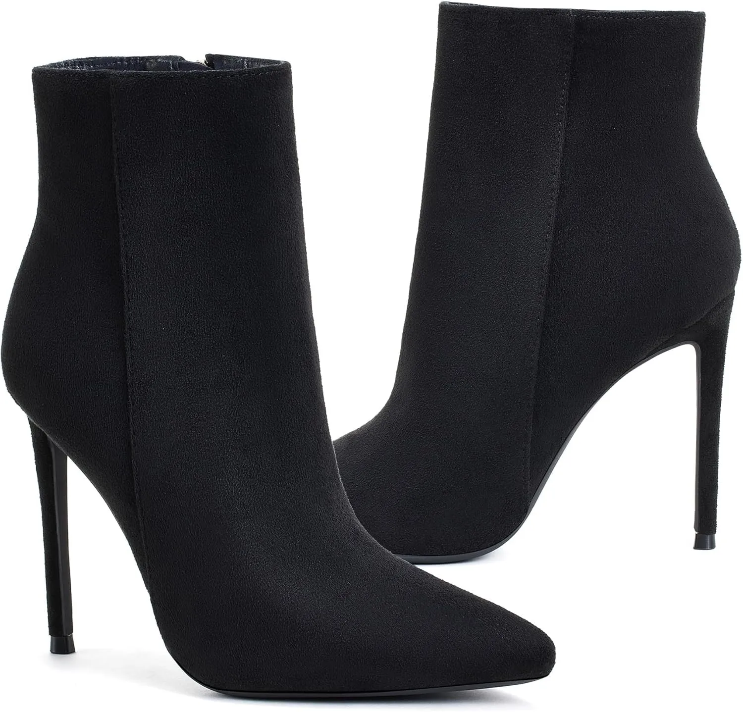 GENSHUO Ankle Boots For Women Pointed Toe 4 Inch High Heel Zipper Stiletto Heels Fall Booties