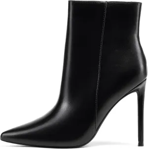 GENSHUO Ankle Boots For Women Pointed Toe 4 Inch High Heel Zipper Stiletto Heels Fall Booties