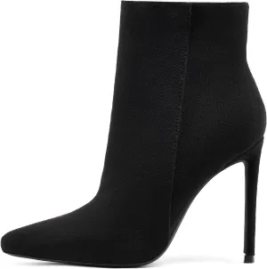 GENSHUO Ankle Boots For Women Pointed Toe 4 Inch High Heel Zipper Stiletto Heels Fall Booties