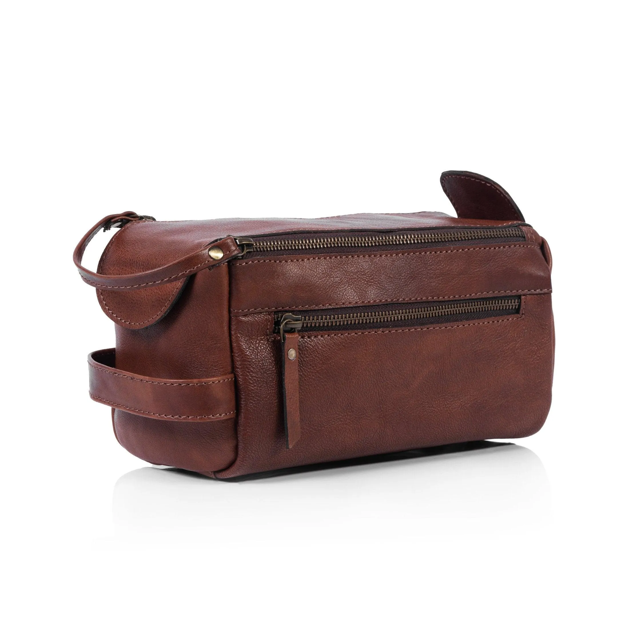 Genuine Buffalo Leather Travel Toiletry Bag –  Compartments for Men & Women