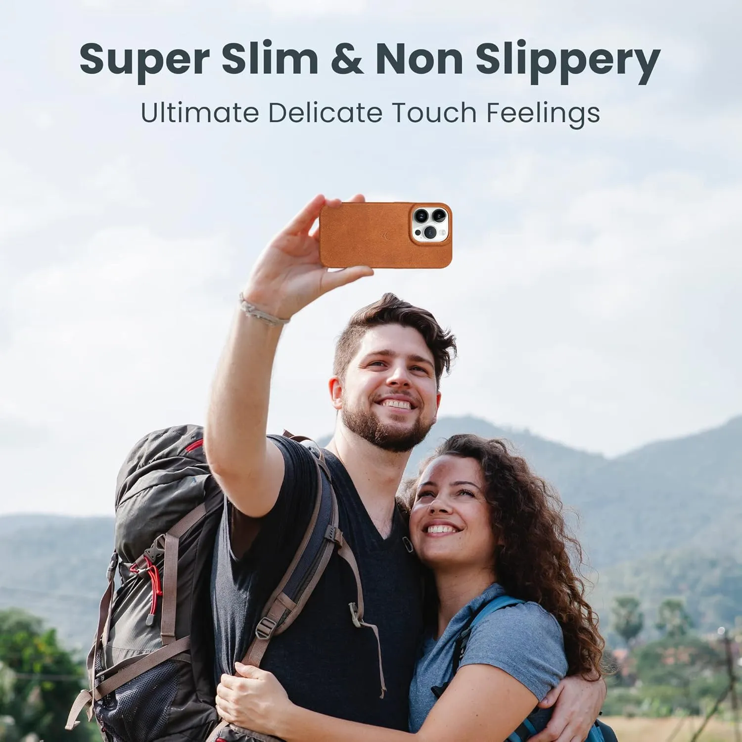Genuine Leather Case - iPhone 14 Pro Compatible - Full Grain Anti-Scratch Leather - Shockproof, Drop Proof - Ochre