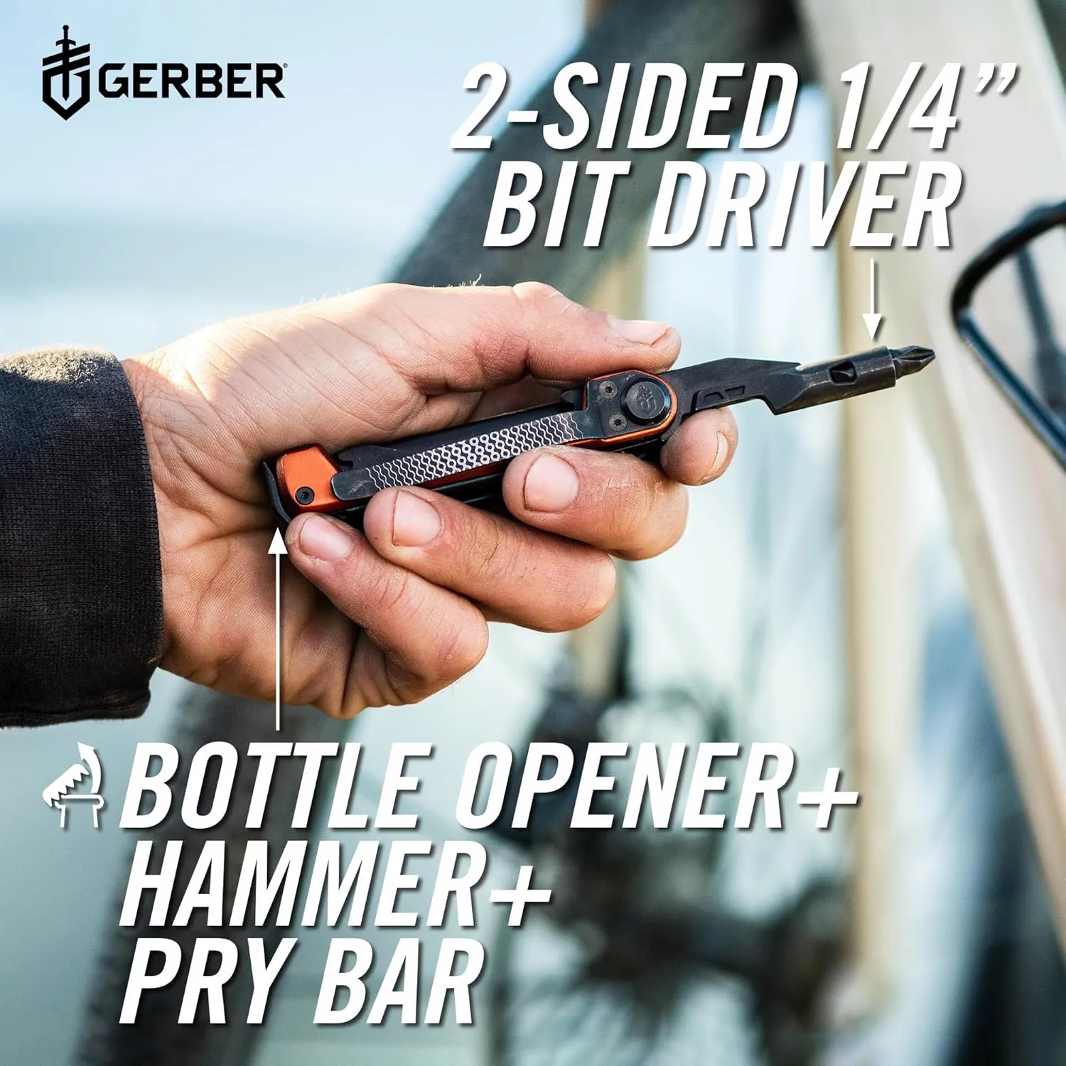 Gerber Gear Armbar Trade 8-in-1 Multi-tool - 2.5" Plain Edge Blade, Pry Bar, Hammer - EDC Gear and Equipment - Onyx
