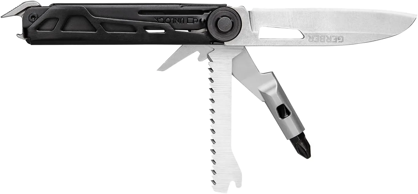 Gerber Gear Armbar Trade 8-in-1 Multi-tool - 2.5" Plain Edge Blade, Pry Bar, Hammer - EDC Gear and Equipment - Onyx