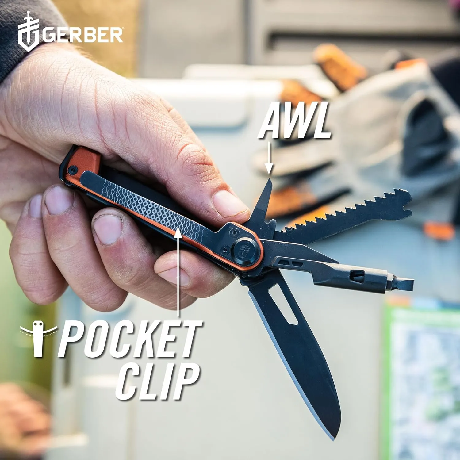 Gerber Gear Armbar Trade 8-in-1 Multi-tool - 2.5" Plain Edge Blade, Pry Bar, Hammer - EDC Gear and Equipment - Onyx