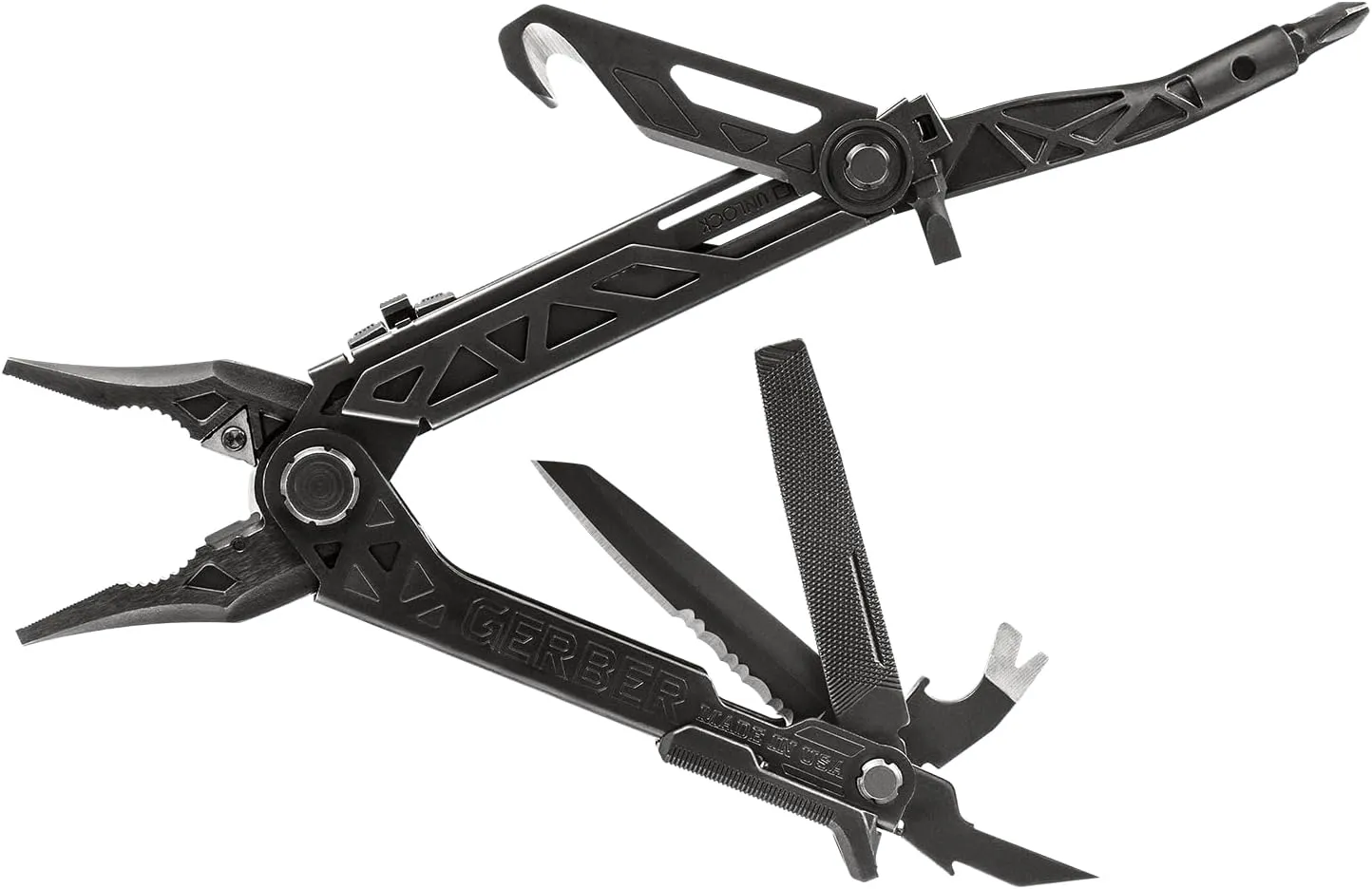 Gerber Gear Center Drive Rescue - Multitool Knife with Pliers, Strippers & Strap Cutter - Portable EDC Tactical Gear for Camping & Outdoor - Utility Tool - Berry Compliant Sheath - Made in USA - Black