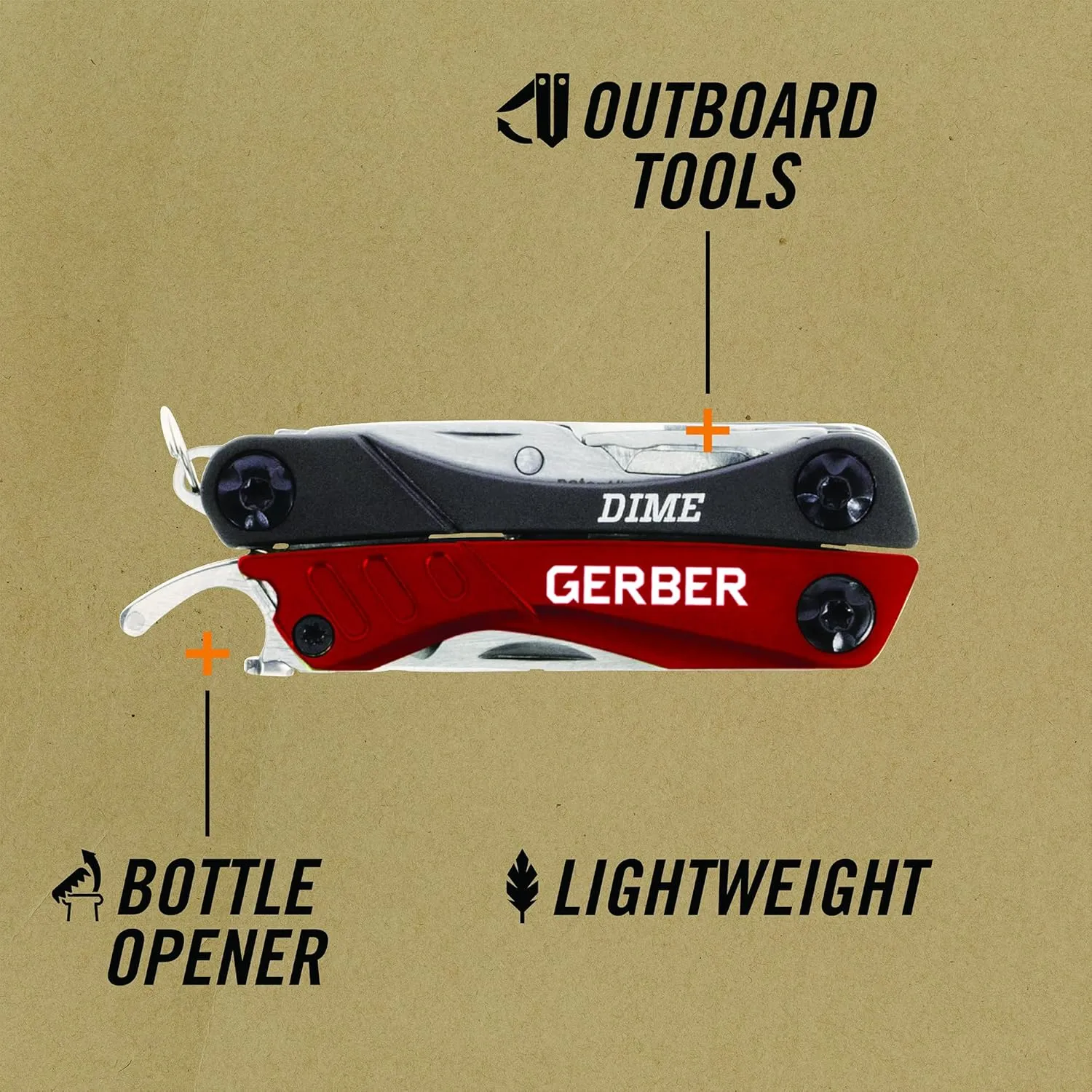 Gerber Gear Dime 12-in-1 Mini EDC Multitool - Needle Nose Pliers, Pocket Knife, Keychain, Bottle Opener - EDC Gear and Equipment, Gifts for Men - Red