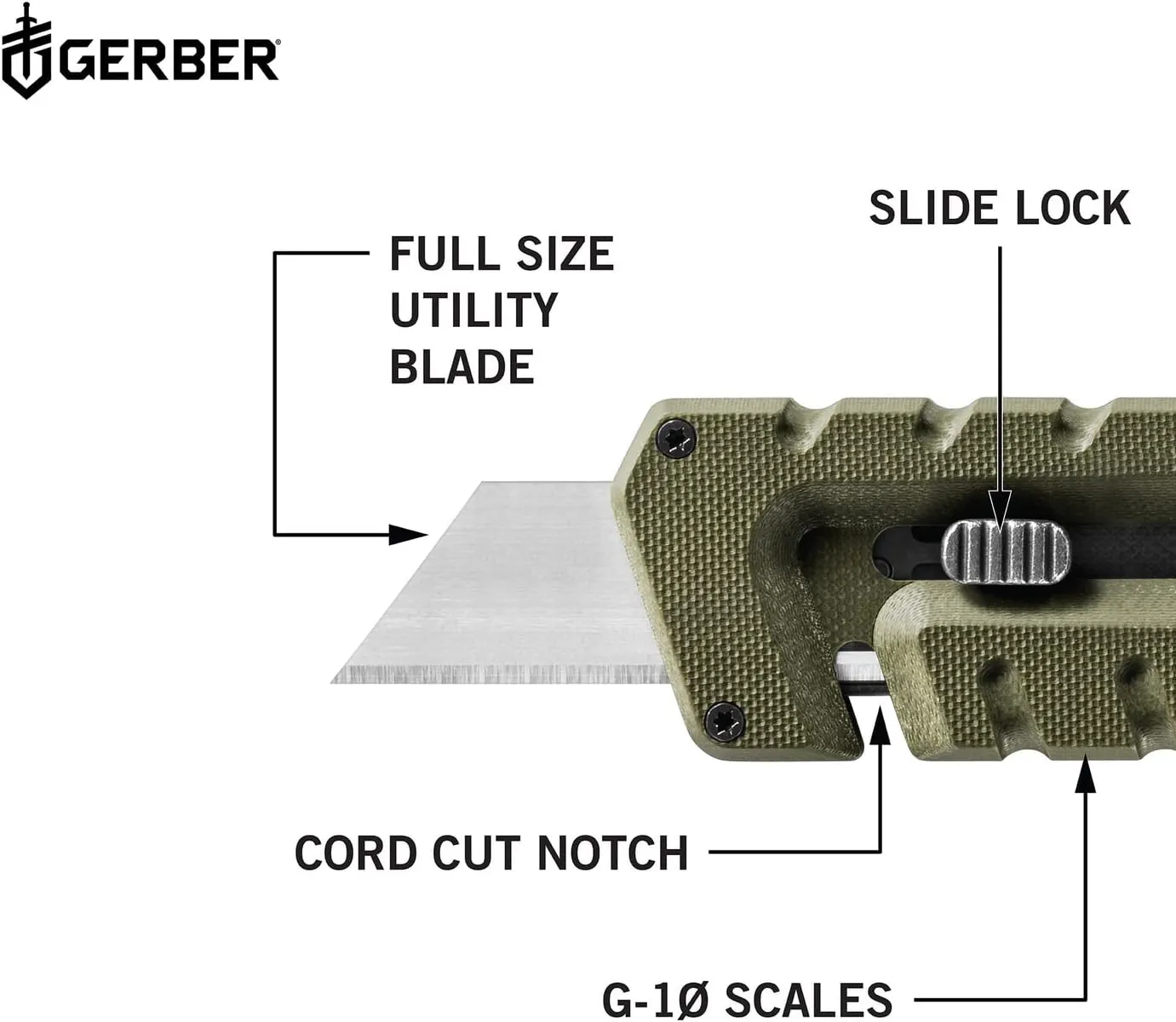Gerber Gear Prybrid Utility Knife with Pry Bar, EDC Multi-Tool Pocket Razor Knife with Retractable Blade, Green