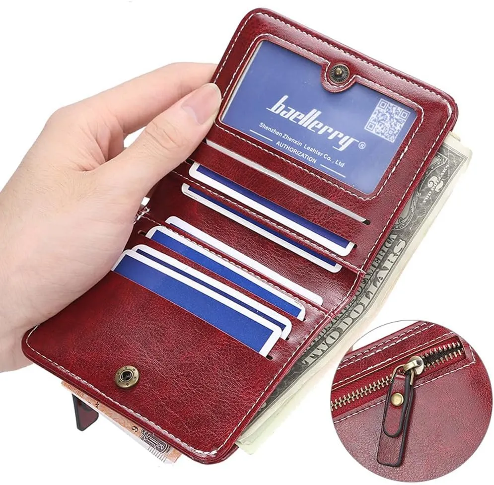 GGOOB Small Leather Wallet Women Y2k Goth Wallet Vintage Bifold Wallet Women Mini Coquette Cash Wallet with Coin Pouch (Black-Style 2,Mini)