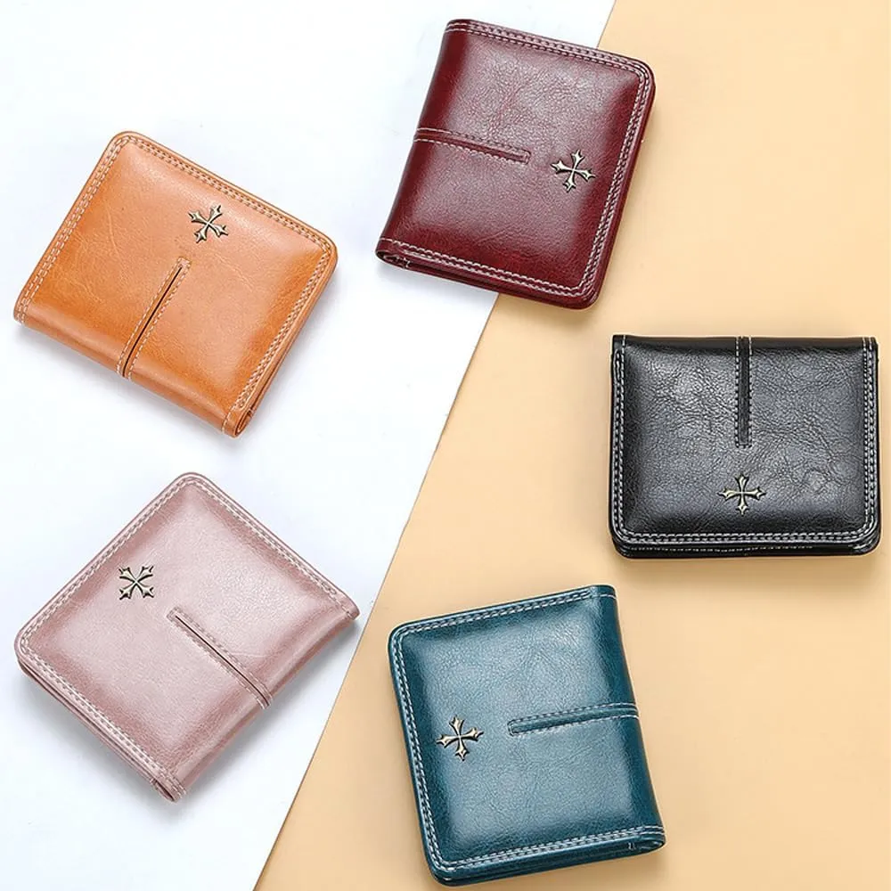 GGOOB Small Leather Wallet Women Y2k Goth Wallet Vintage Bifold Wallet Women Mini Coquette Cash Wallet with Coin Pouch (Black-Style 2,Mini)