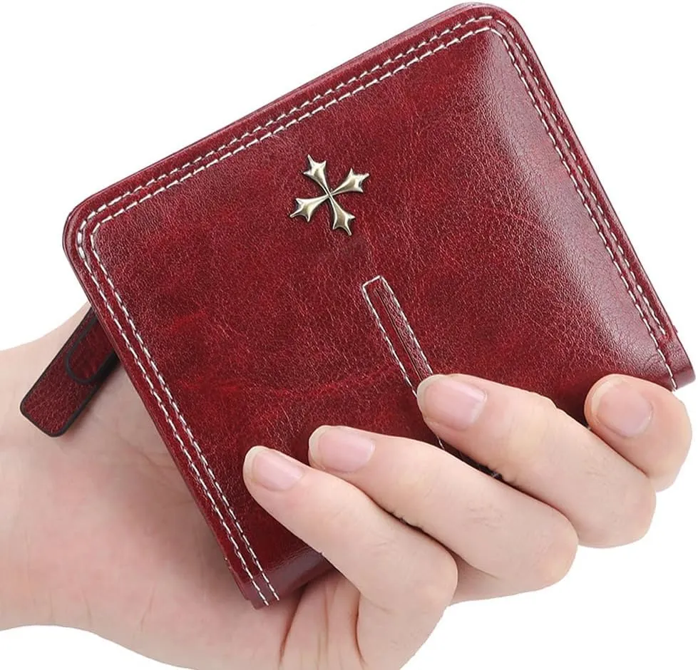 GGOOB Small Leather Wallet Women Y2k Goth Wallet Vintage Bifold Wallet Women Mini Coquette Cash Wallet with Coin Pouch (Black-Style 2,Mini)