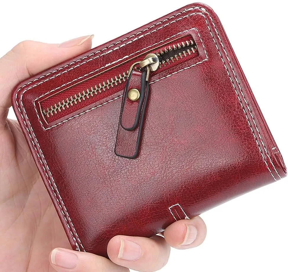 GGOOB Small Leather Wallet Women Y2k Goth Wallet Vintage Bifold Wallet Women Mini Coquette Cash Wallet with Coin Pouch (Black-Style 2,Mini)