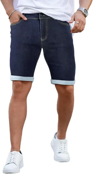 GINGTTO Denim Shorts Men Stretch Skinny Jean Shorts for Men