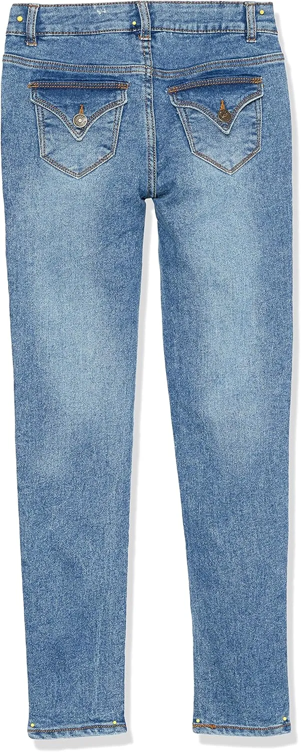 Girls' Full-Length Stretch Denim Pants & Jeggings, Skinny Fit, High Rise Waist