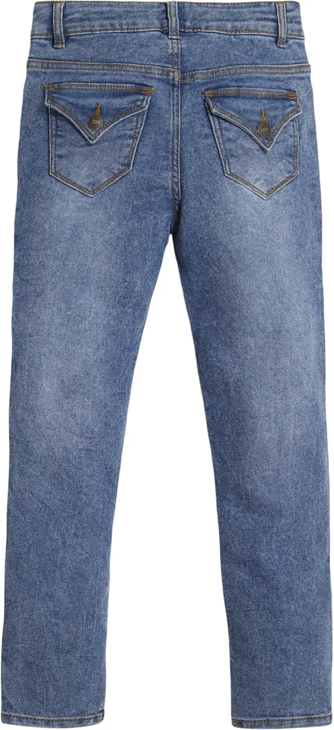 Girls' Full-Length Stretch Denim Pants & Jeggings, Skinny Fit, High Rise Waist