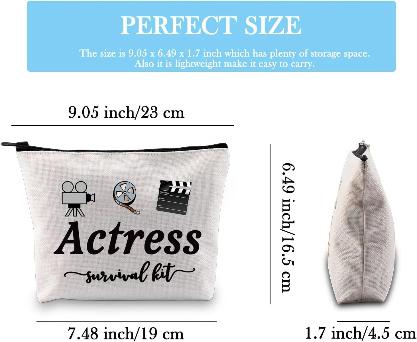 GJTIM Actress Gift Actress Survival Kit Theatre Acting Gift Zipper Pouch Funny Makeup Bag for Drama Student (Survival Kit Actress bag)