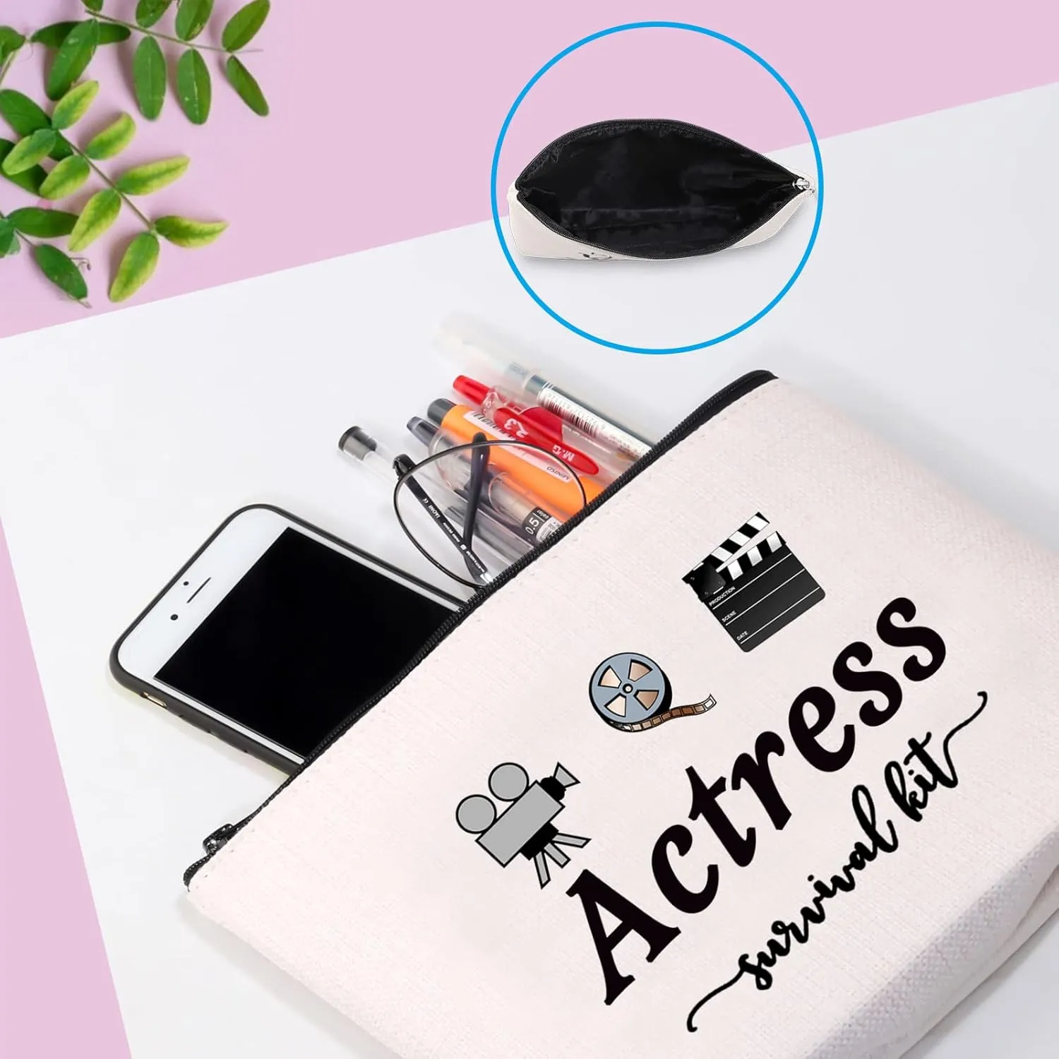 GJTIM Actress Gift Actress Survival Kit Theatre Acting Gift Zipper Pouch Funny Makeup Bag for Drama Student (Survival Kit Actress bag)