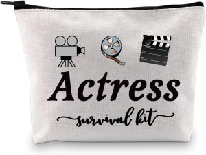 GJTIM Actress Gift Actress Survival Kit Theatre Acting Gift Zipper Pouch Funny Makeup Bag for Drama Student (Survival Kit Actress bag)