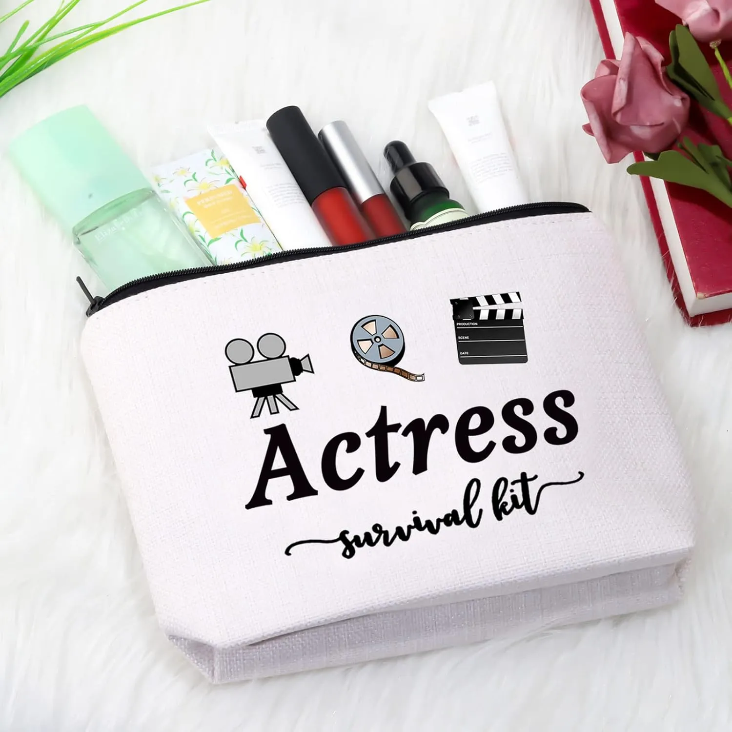GJTIM Actress Gift Actress Survival Kit Theatre Acting Gift Zipper Pouch Funny Makeup Bag for Drama Student (Survival Kit Actress bag)