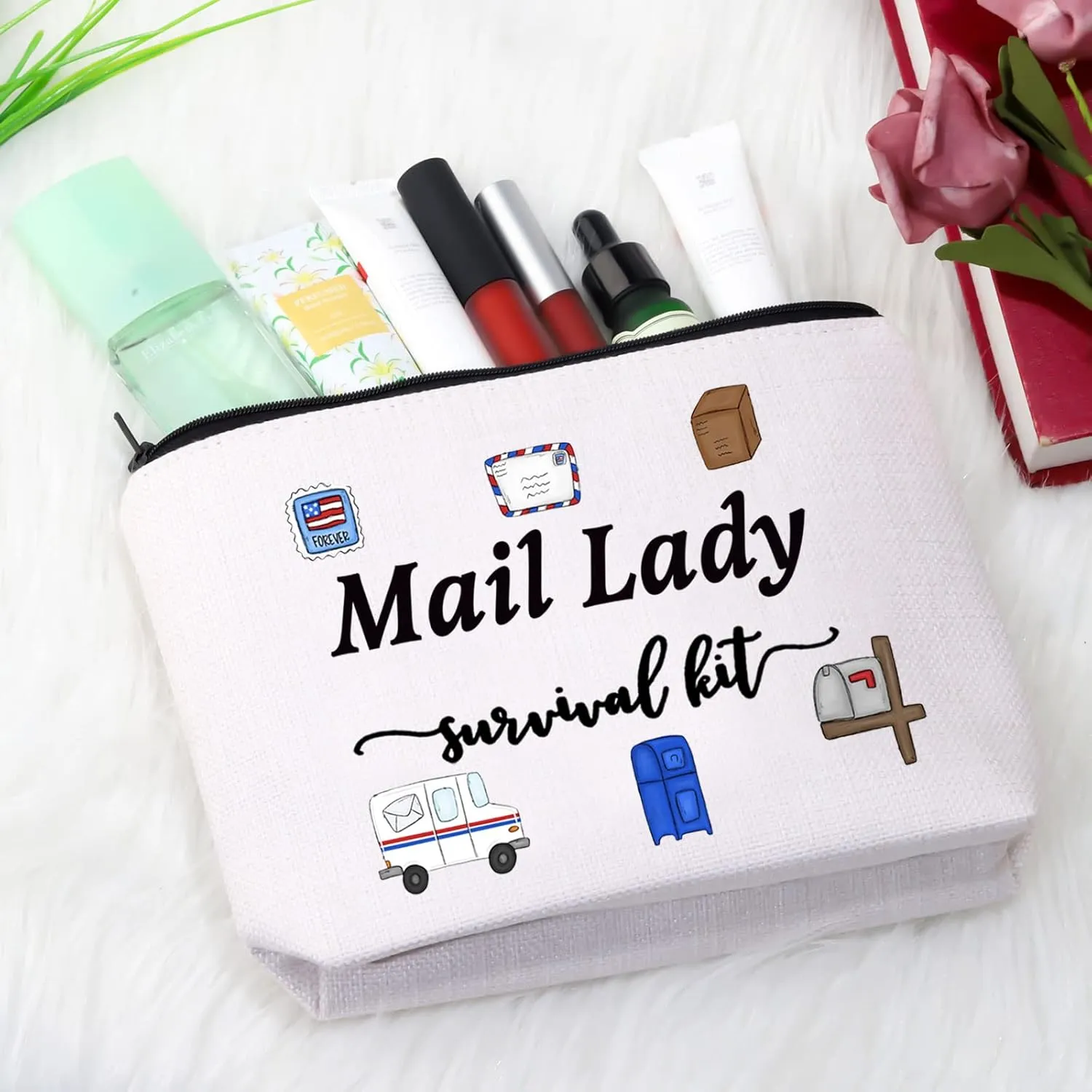 GJTIM Mail Lady Survival Kit Postal Worker Gift Zipper Pouch Makeup Bag Appreciation Gift for Mail Carrier Mailman (Survival Mail Lady Bag)
