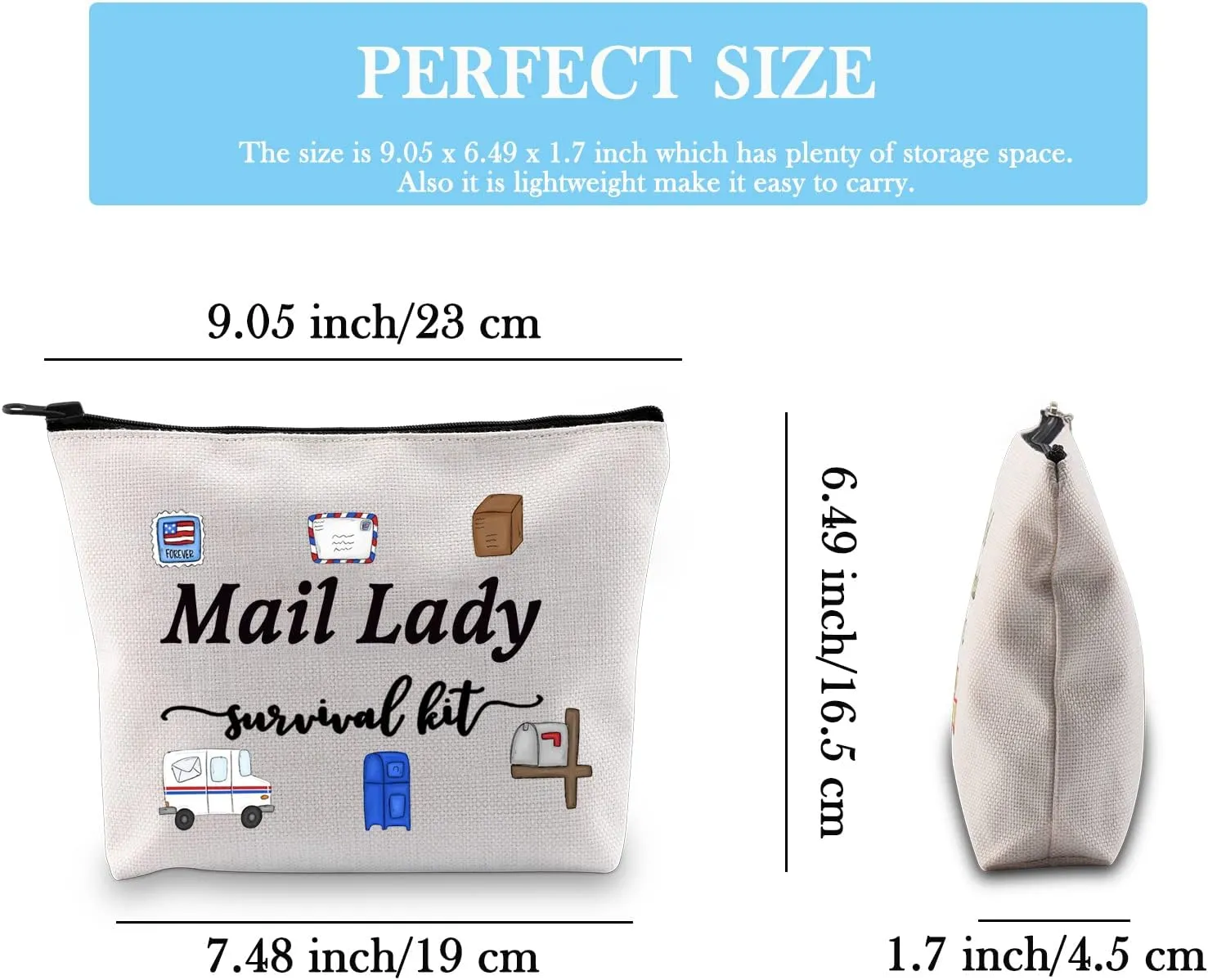 GJTIM Mail Lady Survival Kit Postal Worker Gift Zipper Pouch Makeup Bag Appreciation Gift for Mail Carrier Mailman (Survival Mail Lady Bag)