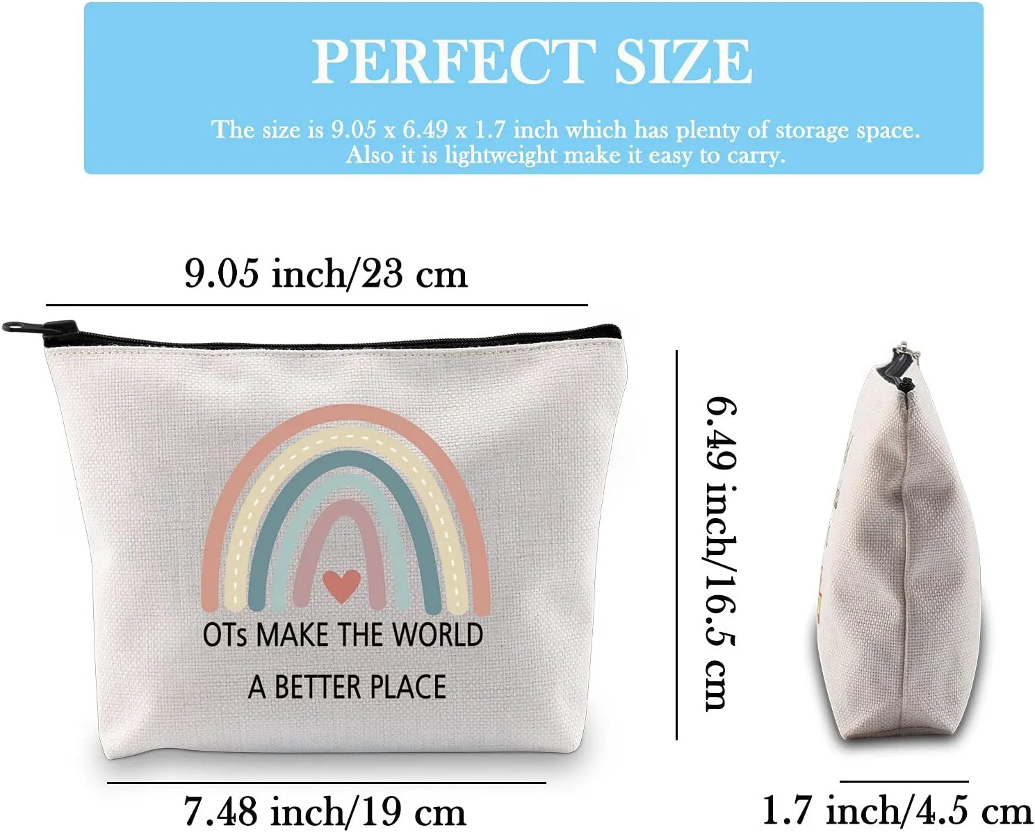GJTIM OT Gift Occupational Therapy Worker Gift Rainbow Makeup Bag OTs Make the World A Better Place OT Retirement Gift (OTs Make Makeup)