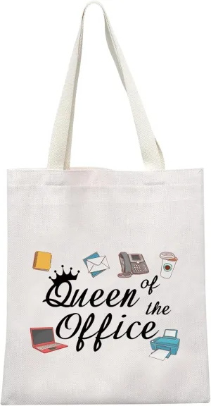 GJTIM Secretary Gift Secretary Thank You Zipper Pouch Gift Queen of Office Travel Makeup Bag Gift for Coworkers (Office Queen Tote)