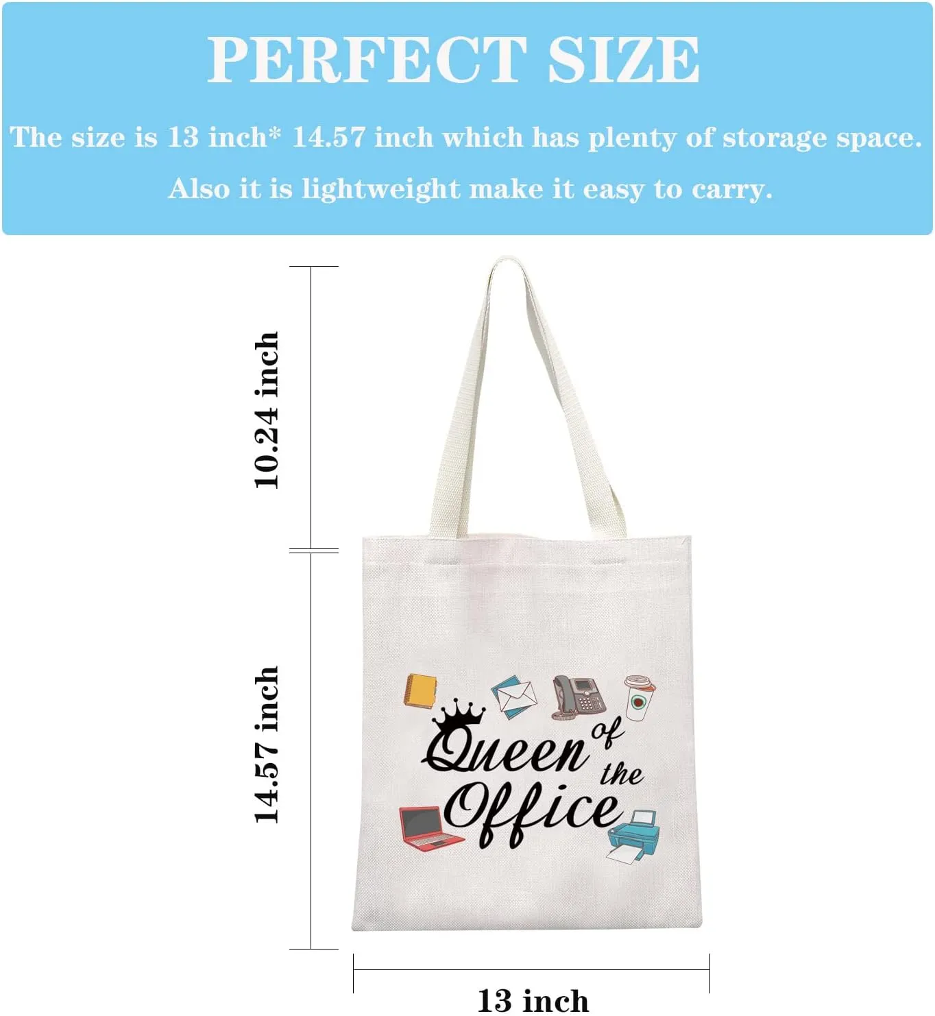 GJTIM Secretary Gift Secretary Thank You Zipper Pouch Gift Queen of Office Travel Makeup Bag Gift for Coworkers (Office Queen Tote)