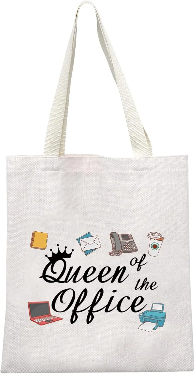 GJTIM Secretary Gift Secretary Thank You Zipper Pouch Gift Queen of Office Travel Makeup Bag Gift for Coworkers (Office Queen Tote)