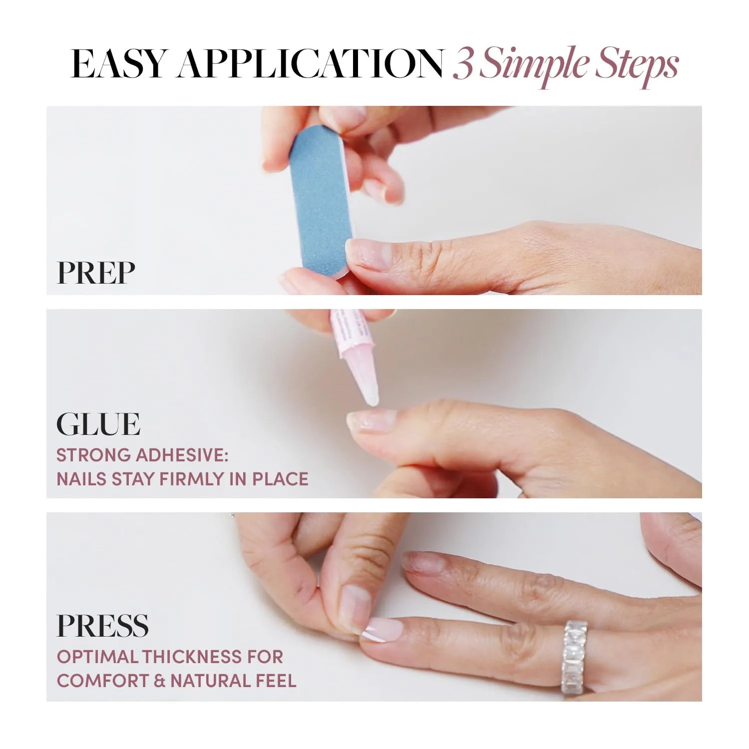 Glamnetic Press On Nails - Honey Bun | Trendy Neutral Nude Velvet Sparkly Short Almond Fake Nails, Reusable | 15 Sizes - 30 Nail Kit