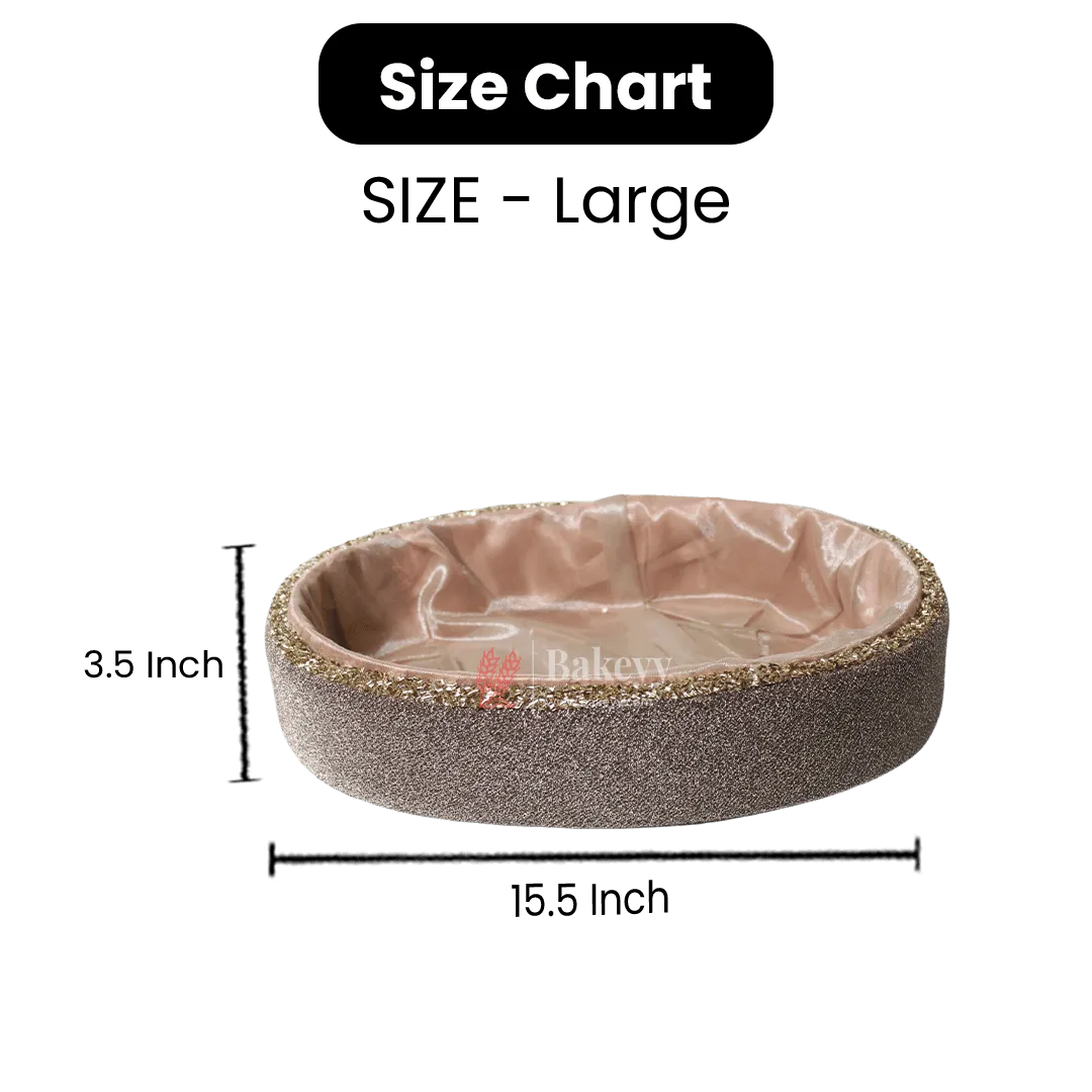 Glitter Oval Velvet Hamper | Deluxe Embellished Gifting Tray